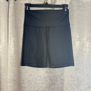 aerie High Shine, High Waisted 7" Bike Short, black